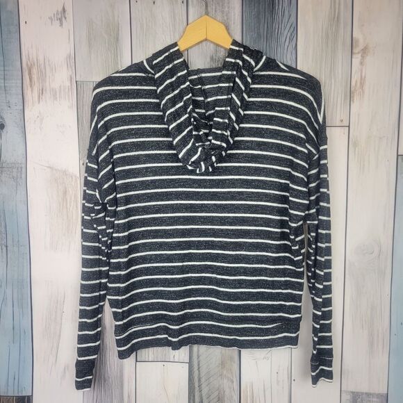 American Eagle Black White Striped Hoodie size Small - Picture 6 of 6